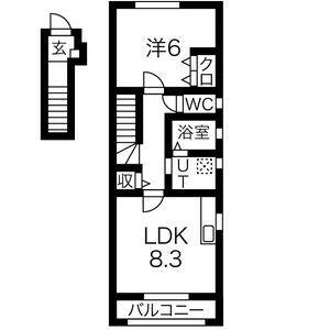 ルチアーノ(1LDK/2階)の間取り写真