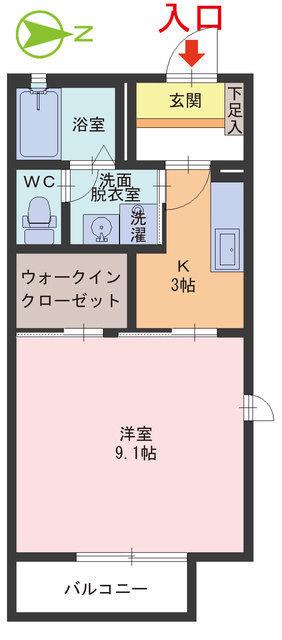 ルミエール ジュネス K B棟(1K/1階)の間取り写真