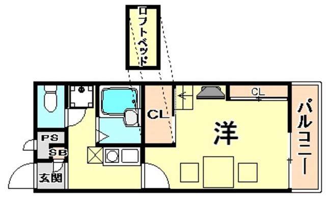 レオパレス琴の浦(1K/2階)の間取り写真