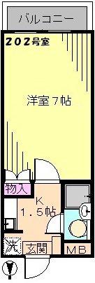 ハイコーポ大久保(1K/2階)の間取り写真