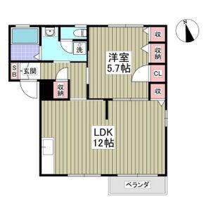 ディアス・ビオレータ E(1LDK/1階)の間取り写真