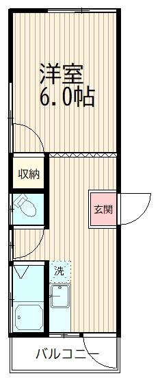コーポ山口(1K/2階)の間取り写真
