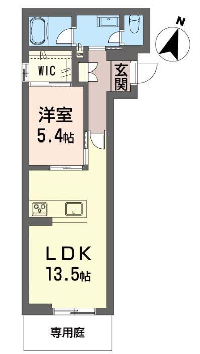 ラ・ポーズ(1LDK/1階)の間取り写真
