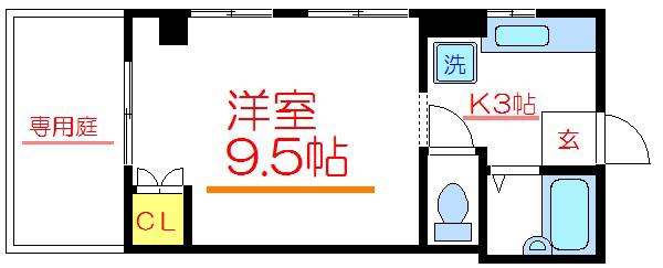 サンライズ南千住(1K/1階)の間取り写真