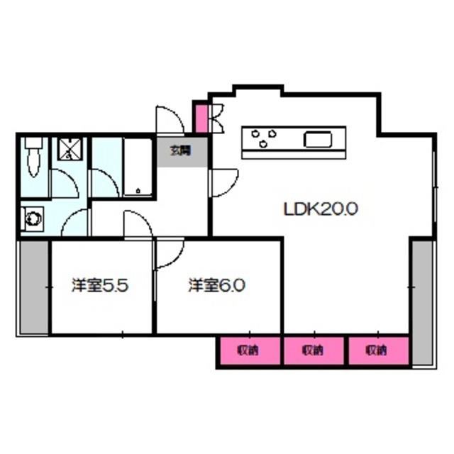 グレイスフルハイム大和(2LDK/3階)の間取り写真