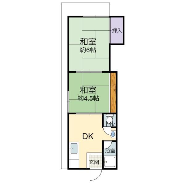 寿ハウス1(2K/2階)の間取り写真