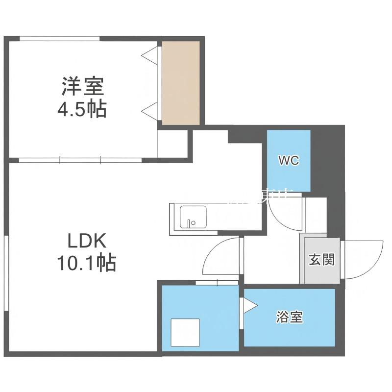 CHERISIS元町(1LDK/1階)の間取り写真