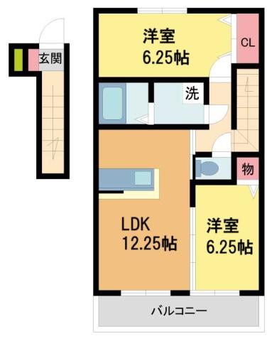 ＪＲ福知山線 中山寺駅 徒歩30分 2階建 築3年(2LDK/2階)の間取り写真