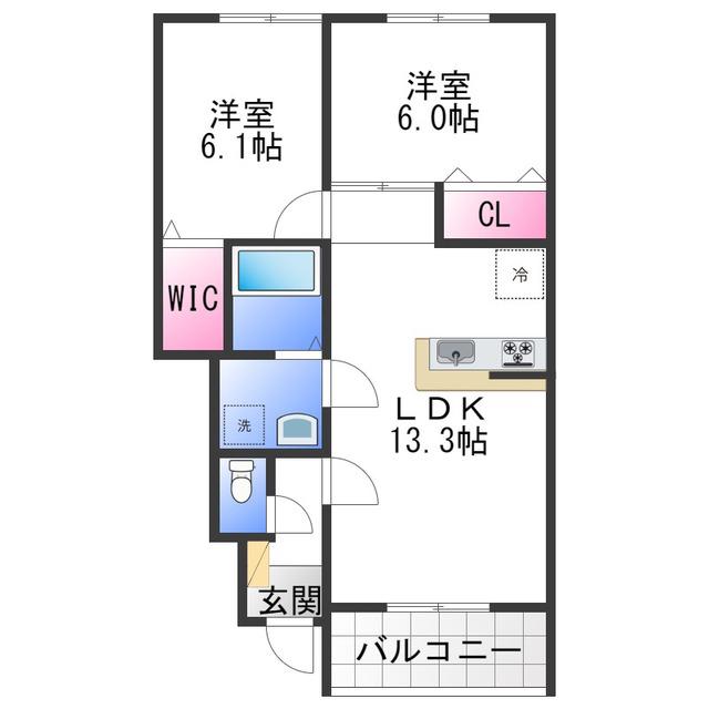 ガーデンホーム(2LDK/1階)の間取り写真