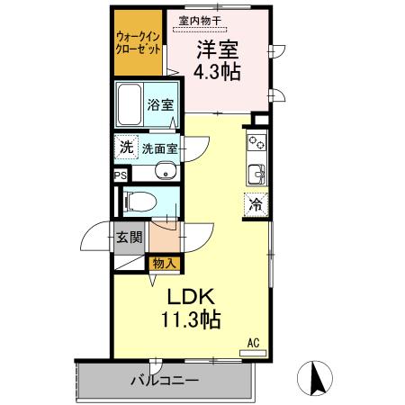 エル パティオIV(1LDK/3階)の間取り写真