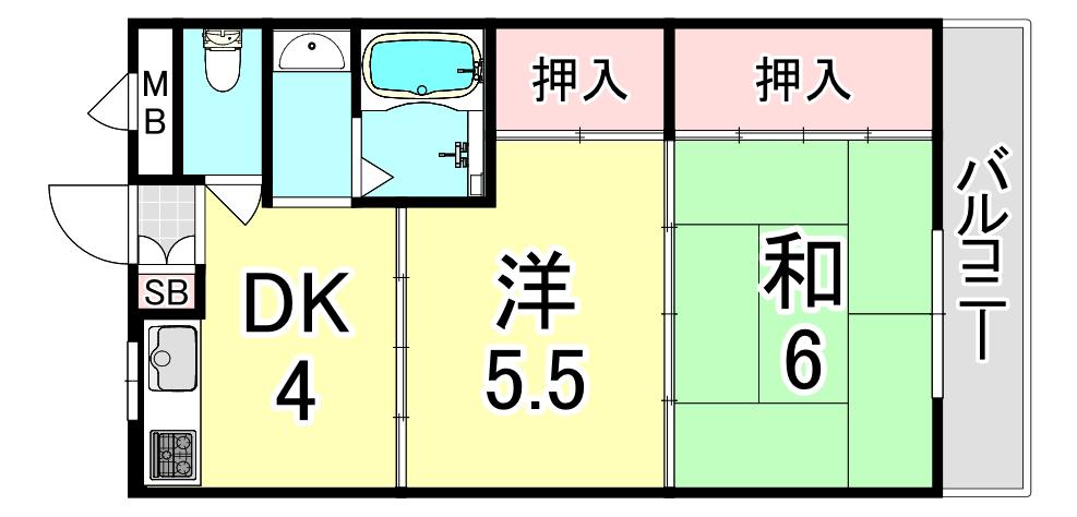 第二細田マンション(2DK/1階)の間取り写真