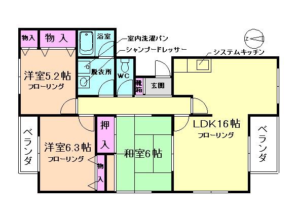 プラディオ箕面スカイヴィラ(3LDK/1階)の間取り写真