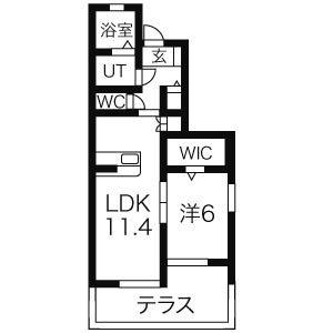プランドールアネックス  PRENDRE ANNEX(1LDK/1階)の間取り写真