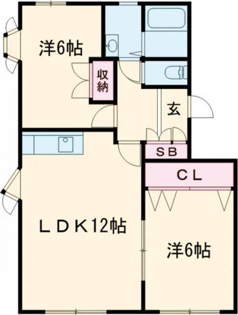 ローズガーデン2(2LDK/1階)の間取り写真