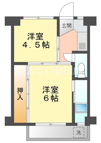 ビレッジハウス永覚新町(2K/2階)の間取り写真