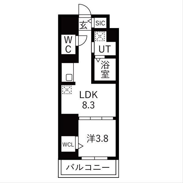 ザ・レジデンスパーク栄(1LDK/5階)の間取り写真