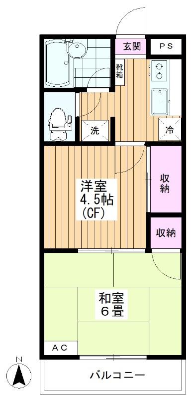パレスまいるど(2K/3階)の間取り写真