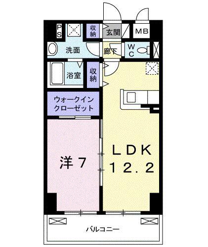 エスペランサ国立(1LDK/5階)の間取り写真