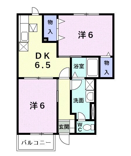 ハイツサルーンIII(2DK/1階)の間取り写真