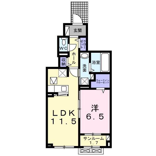 シティタウン木田(1LDK/1階)の間取り写真