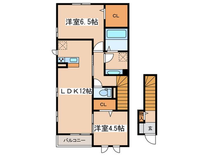 さくらII(2LDK/2階)の間取り写真