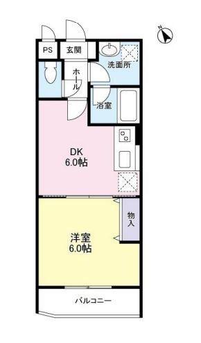 プレミール松庵(1DK/2階)の間取り写真