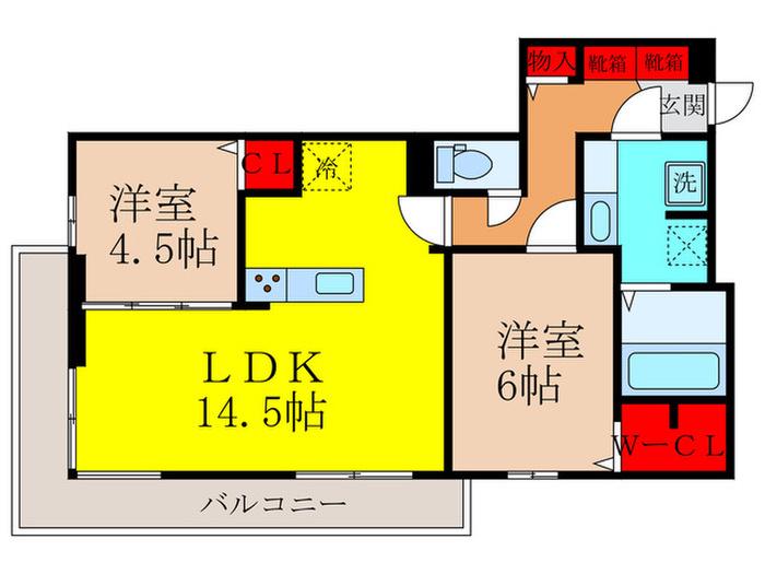 マニフィック御厨中(2LDK/3階)の間取り写真