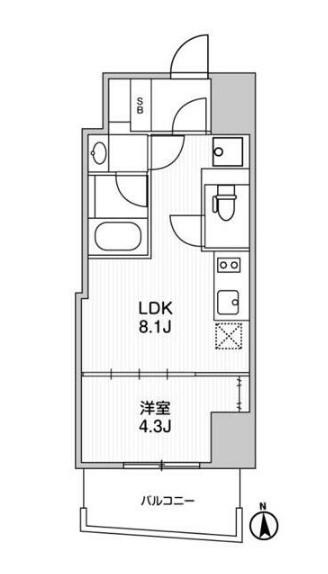ALTERNA文京湯島 ALTERNA文京湯島(1LDK/9階)の間取り写真