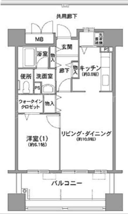 コーシャハイツ安土町(1LDK/14階)の間取り写真