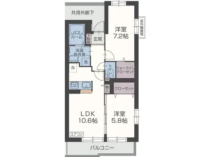 ヴィア フェリーチェ(2LDK/2階)の間取り写真