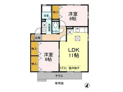 プリマベーラA(2LDK/1階)の間取り写真