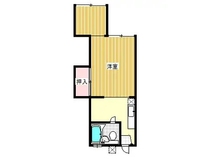 ユタカコーポ(1K/2階)の間取り写真