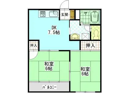 ハイエストコーポ(2DK/3階)の間取り写真