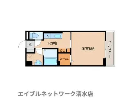 グラードII(1K/2階)の間取り写真