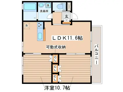 旭ヶ丘駅前II番館(2LDK/1階)の間取り写真