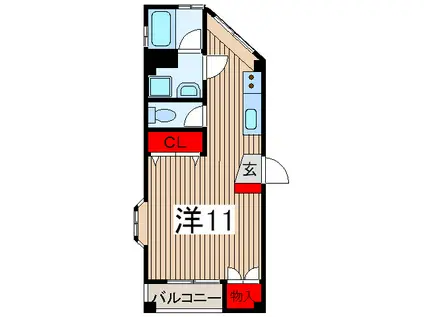 ヴァンベ-ル入曽II(ワンルーム/2階)の間取り写真