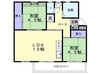 浅香山3号棟(2LDK/5階)の間取り写真