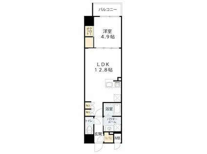 S-RESIDENCE大阪上本町(1LDK/14階)の間取り写真