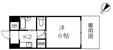 ファミール牛田(1K/1階)の間取り写真