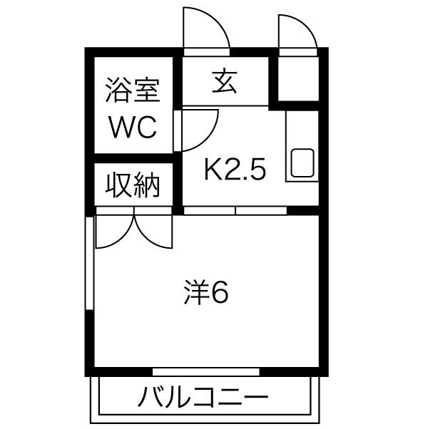 笠取ハイツ(1K/2階)の間取り写真