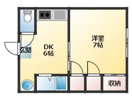 坂本北ハイツ(1DK/2階)の間取り写真