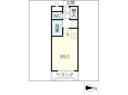 シャトー八田(ワンルーム/4階)の間取り写真