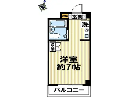ロイヤルメゾン芦屋VI(ワンルーム/2階)の間取り写真