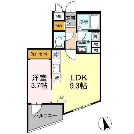 KADOYA(1LDK/1階)の間取り写真