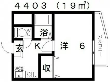 ライトハッピネスパインアイ(1K/4階)の間取り写真