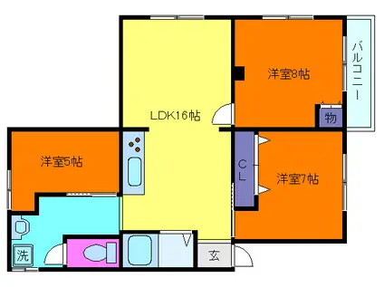 横田マンション(3LDK/3階)の間取り写真