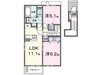 グランデュール N ファインI(2LDK/2階)の間取り写真