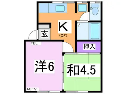 コーポ花沢II(2K/1階)の間取り写真
