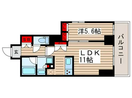 ジェノヴィア浅草IIスカイガーデン(1LDK/8階)の間取り写真