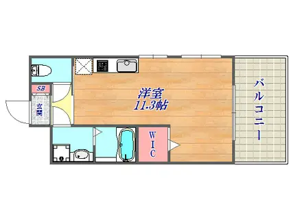 サムティ三宮レガニール(1K/2階)の間取り写真